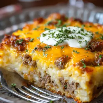 Sausage, Egg, and Cream Cheese Hashbrown Casserole Awaits!