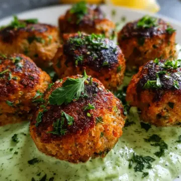 Baked Salmon Meatballs with Avocado Sauce