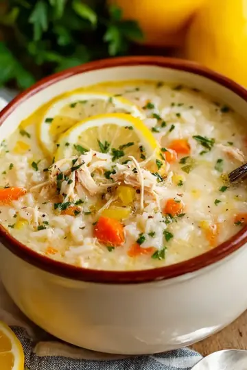Tangy Lemon Chicken and Rice Soup